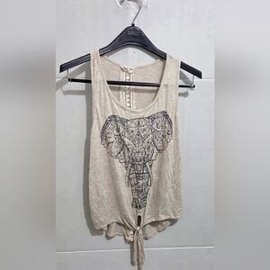 Elephant Tribal Mandala Boho WomenTank  Cream Color top Bohemian Indie style